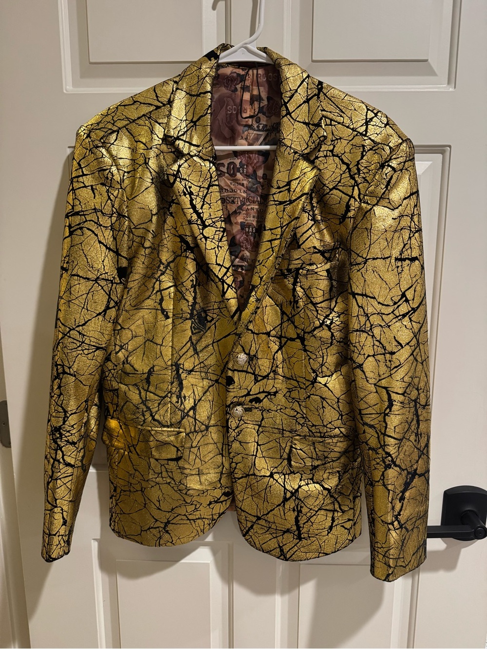 Gold & Black Crackle-Pattern Men's Blazer Cloudstyle Small New without Tags